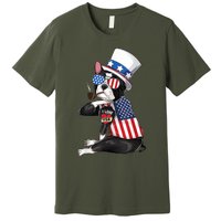 Boston Terrier Dog Merica 4th Of July Usa American Flag Men Premium T-Shirt