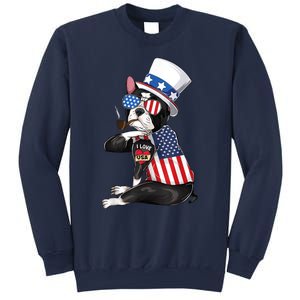 Boston Terrier Dog Merica 4th Of July Usa American Flag Men Sweatshirt