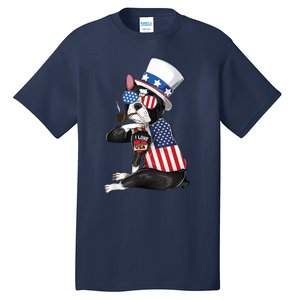 Boston Terrier Dog Merica 4th Of July Usa American Flag Men Tall T-Shirt