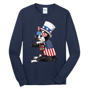 Boston Terrier Dog Merica 4th Of July Usa American Flag Men Tall Long Sleeve T-Shirt