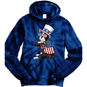 Boston Terrier Dog Merica 4th Of July Usa American Flag Men Tie Dye Hoodie