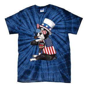 Boston Terrier Dog Merica 4th Of July Usa American Flag Men Tie-Dye T-Shirt