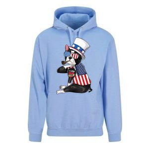 Boston Terrier Dog Merica 4th Of July Usa American Flag Men Unisex Surf Hoodie