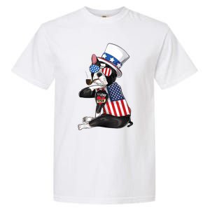 Boston Terrier Dog Merica 4th Of July Usa American Flag Men Garment-Dyed Heavyweight T-Shirt