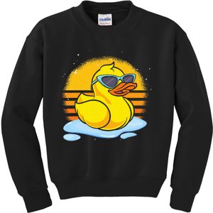 Bath Toy Duckie Cute Ducky Cool Sunglasses Retro Rubber Duck Kids Sweatshirt