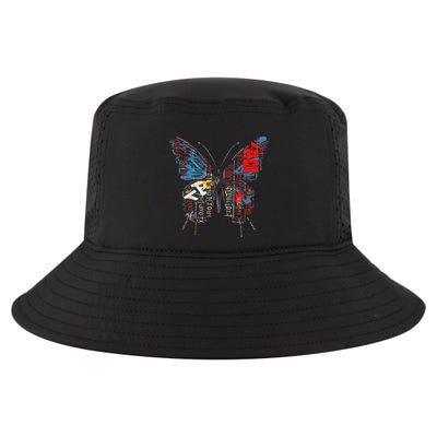 Butterfly Text Drawing Art Graphic Motif Anime Cool Comfort Performance Bucket Hat
