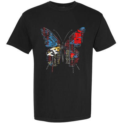 Butterfly Text Drawing Art Graphic Motif Anime Garment-Dyed Heavyweight T-Shirt