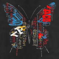 Butterfly Text Drawing Art Graphic Motif Anime 7 Panel Mesh Trucker Snapback Hat