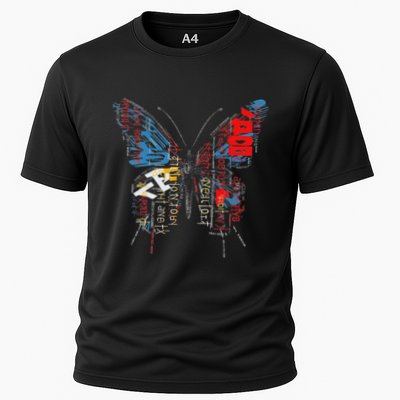 Butterfly Text Drawing Art Graphic Motif Anime Performance Shirt