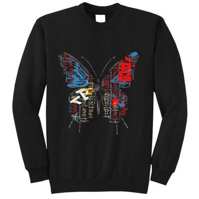 Butterfly Text Drawing Art Graphic Motif Anime Sweatshirt