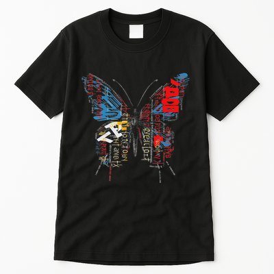Butterfly Text Drawing Art Graphic Motif Anime Tall T-Shirt
