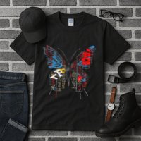 Butterfly Text Drawing Art Graphic Motif Anime Tall T-Shirt