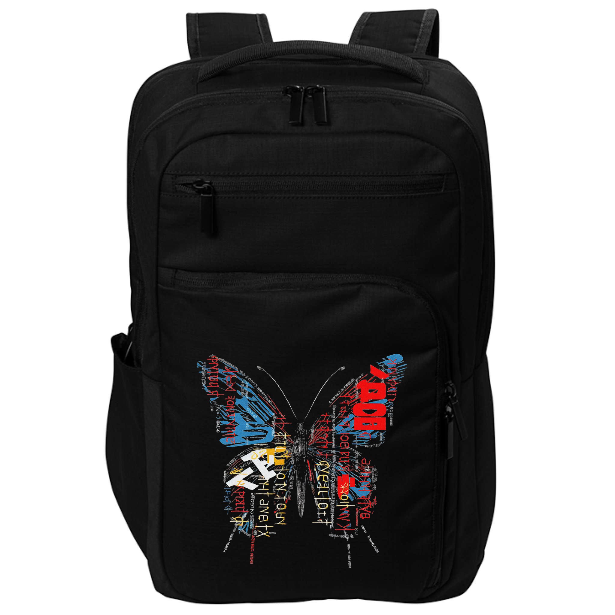 Butterfly Text Drawing Art Graphic Motif Anime Impact Tech Backpack