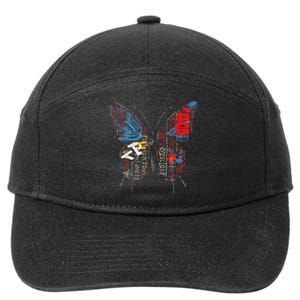 Butterfly Text Drawing Art Graphic Motif Anime 7-Panel Snapback Hat