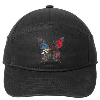 Butterfly Text Drawing Art Graphic Motif Anime 7-Panel Snapback Hat