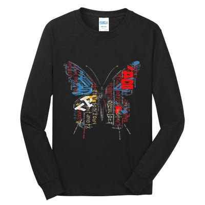 Butterfly Text Drawing Art Graphic Motif Anime Tall Long Sleeve T-Shirt