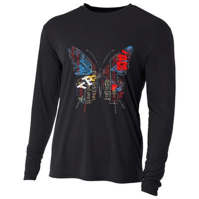 Butterfly Text Drawing Art Graphic Motif Anime Cooling Performance Long Sleeve Crew