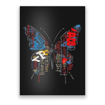 Butterfly Text Drawing Art Graphic Motif Anime Poster