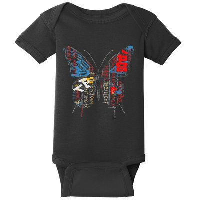 Butterfly Text Drawing Art Graphic Motif Anime Baby Bodysuit