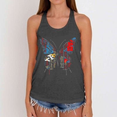 Butterfly Text Drawing Art Graphic Motif Anime Women's Knotted Racerback Tank