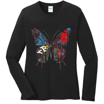 Butterfly Text Drawing Art Graphic Motif Anime Ladies Long Sleeve Shirt