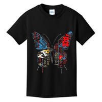 Butterfly Text Drawing Art Graphic Motif Anime Kids T-Shirt
