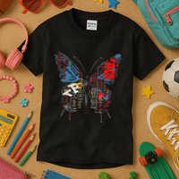 Butterfly Text Drawing Art Graphic Motif Anime Kids T-Shirt