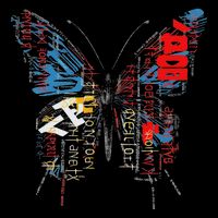 Butterfly Text Drawing Art Graphic Motif Anime Kids T-Shirt