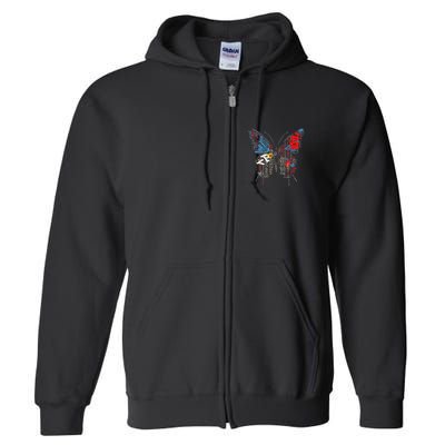 Butterfly Text Drawing Art Graphic Motif Anime Full Zip Hoodie