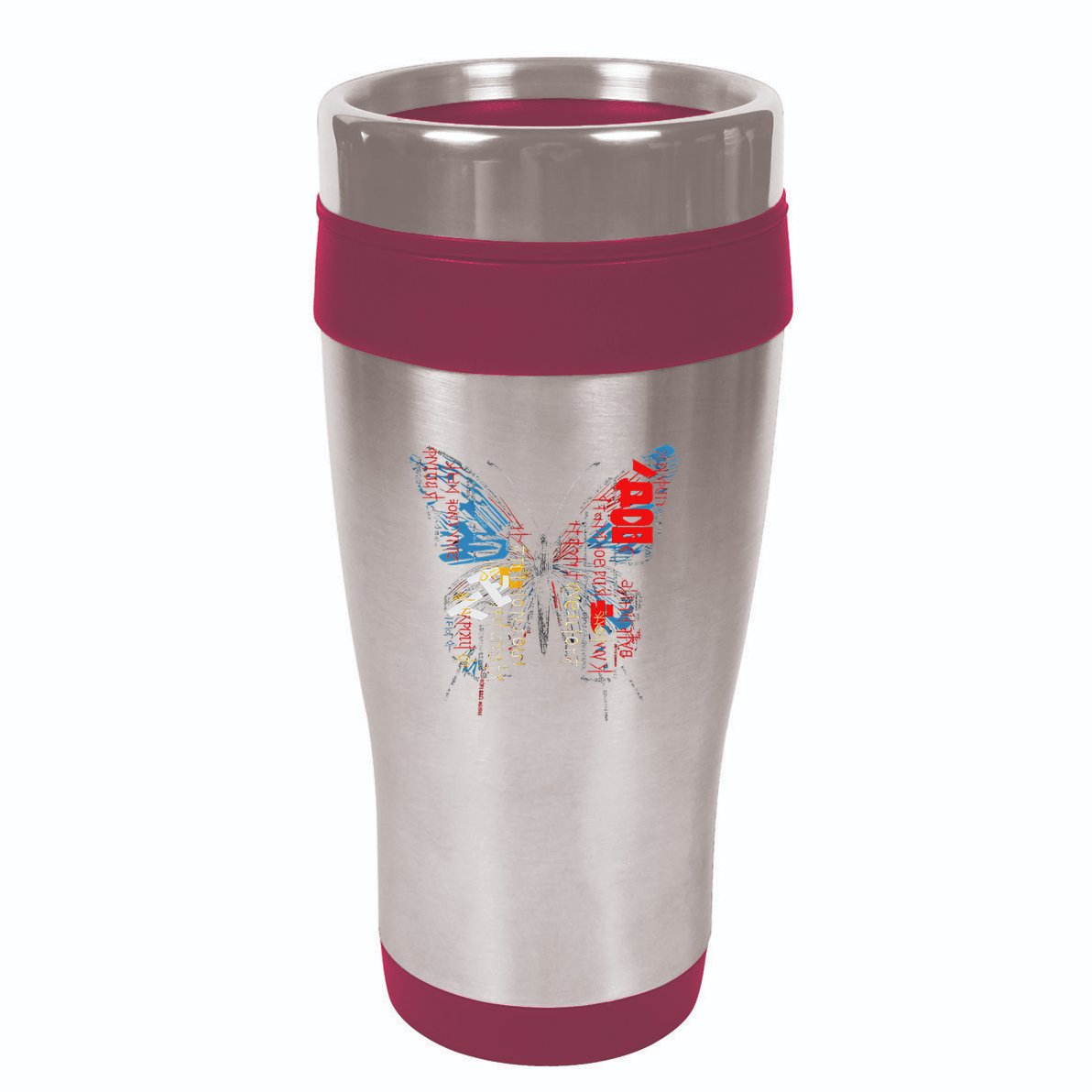 Butterfly Text Drawing Art Graphic Motif Anime 16oz Travel Tumbler