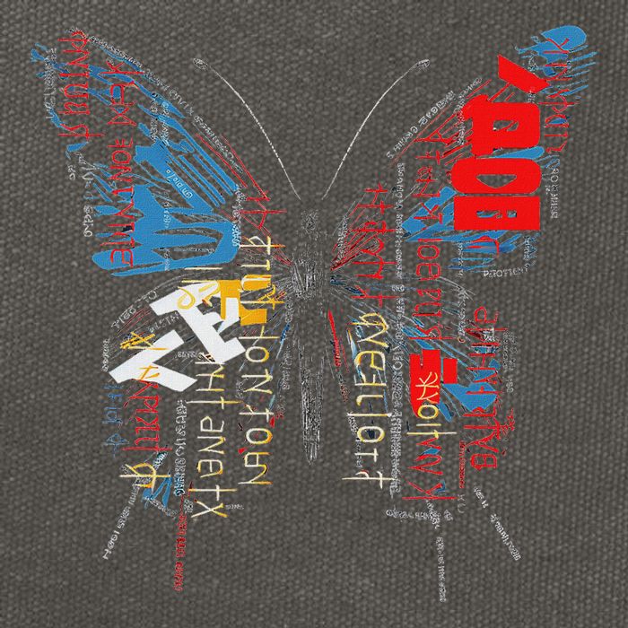 Butterfly Text Drawing Art Graphic Motif Anime Cotton Canvas Backpack
