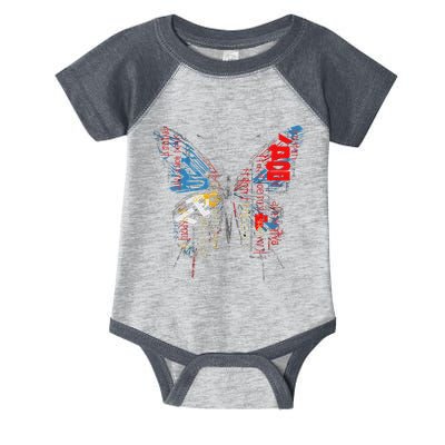Butterfly Text Drawing Art Graphic Motif Anime Infant Baby Jersey Bodysuit