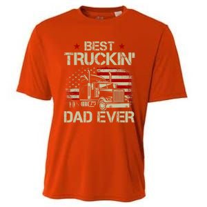 Best Truckin Dad Ever Usa American Flag Trucker 4th Of July Gift Cooling Performance Crew T-Shirt