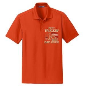 Best Truckin Dad Ever Usa American Flag Trucker 4th Of July Gift Dry Zone Grid Polo