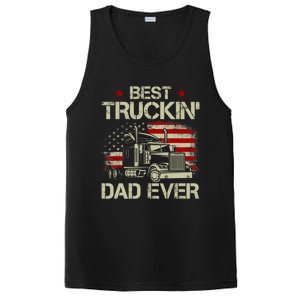 Best Truckin Dad Ever Usa American Flag Trucker 4th Of July Gift PosiCharge Competitor Tank