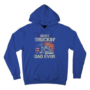 Best Truckin Dad Ever Usa American Flag Trucker 4th Of July Gift Hoodie