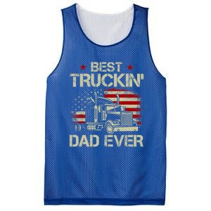 Best Truckin Dad Ever Usa American Flag Trucker 4th Of July Gift Mesh Reversible Basketball Jersey Tank