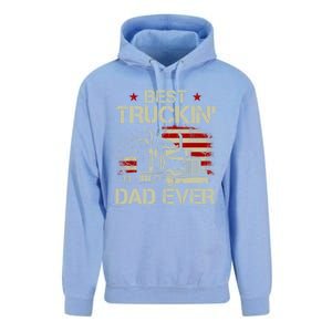 Best Truckin Dad Ever Usa American Flag Trucker 4th Of July Gift Unisex Surf Hoodie