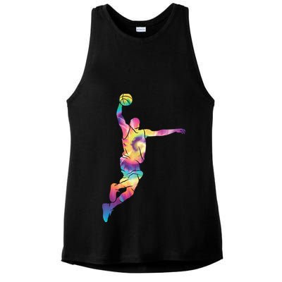 Basketball Tie Dye Vintage Retro Player Ladies PosiCharge Tri-Blend Wicking Tank