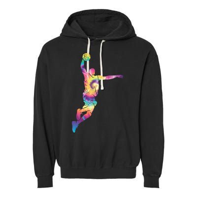 Basketball Tie Dye Vintage Retro Player Garment-Dyed Fleece Hoodie
