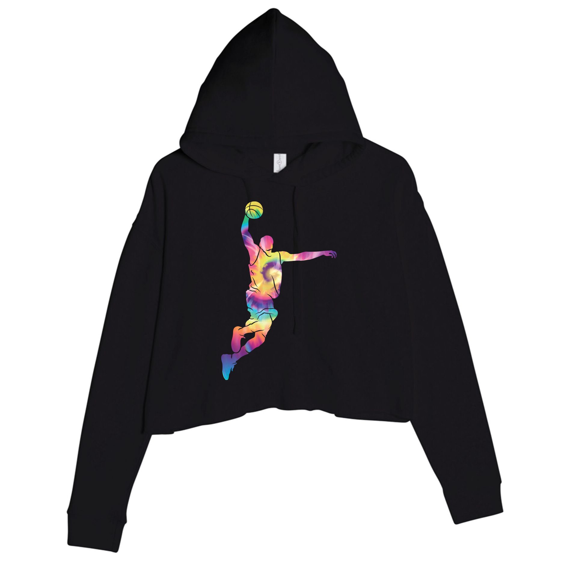 Basketball Tie Dye Vintage Retro Player Crop Fleece Hoodie