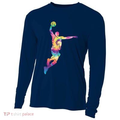 Basketball Tie Dye Vintage Retro Player Cooling Performance Long Sleeve Crew
