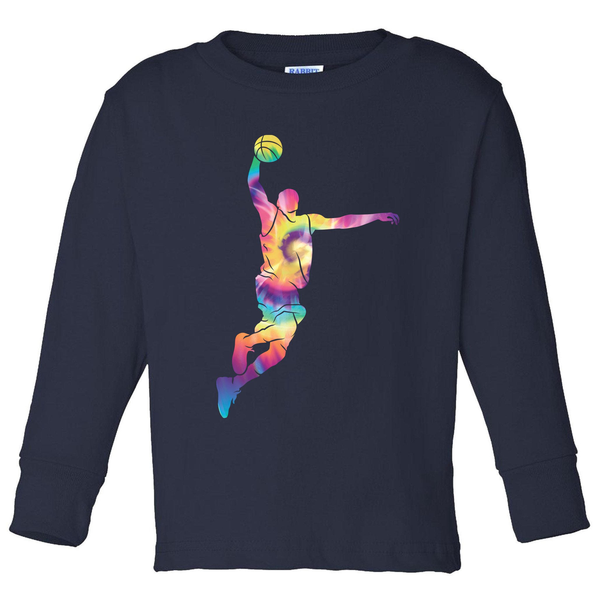 Basketball Tie Dye Vintage Retro Player Toddler Long Sleeve Shirt