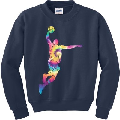 Basketball Tie Dye Vintage Retro Player Kids Sweatshirt