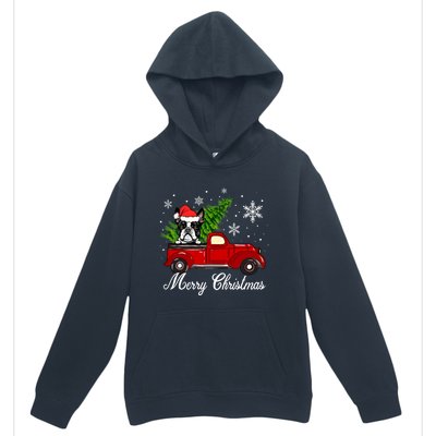 Boston Terrier Dog Riding Red Truck Merry Christmas Pajama Gift Urban Pullover Hoodie