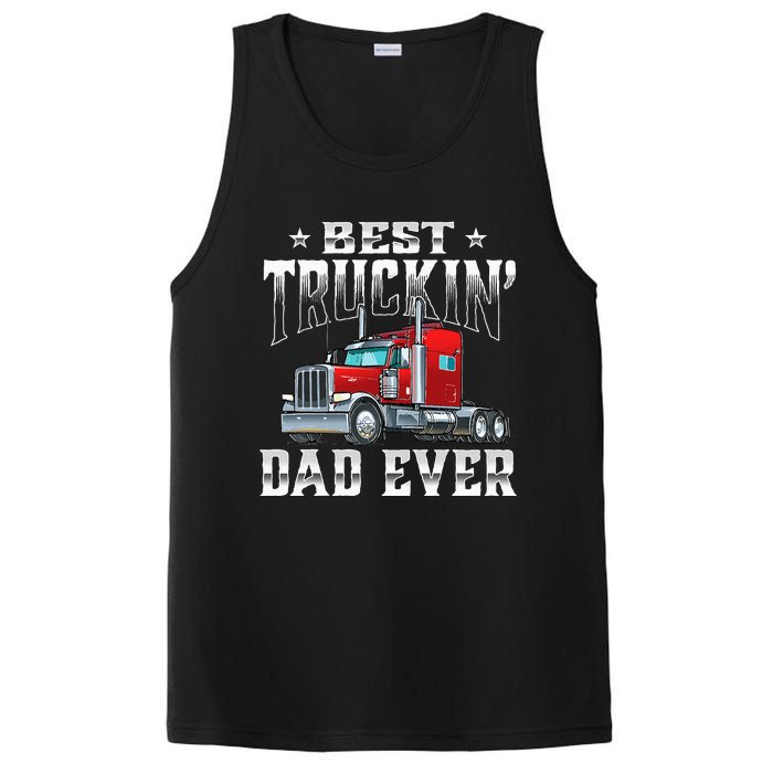 Best Truckin' Dad Trucker Semi Truck Driver Big Rig PosiCharge Competitor Tank