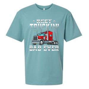 Best Truckin' Dad Trucker Semi Truck Driver Big Rig Sueded Cloud Jersey T-Shirt