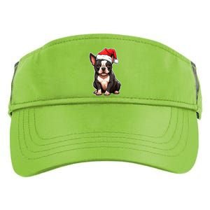 Boston Terrier Dog Wearing Santa Hat Xmas Holiday Christmas Adult Drive Performance Visor