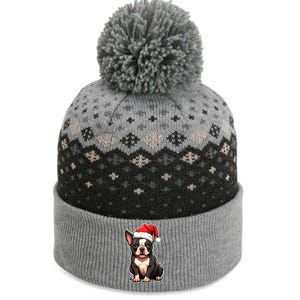 Boston Terrier Dog Wearing Santa Hat Xmas Holiday Christmas The Baniff Cuffed Pom Beanie