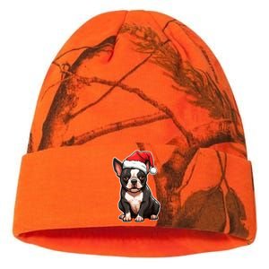 Boston Terrier Dog Wearing Santa Hat Xmas Holiday Christmas Kati Licensed 12" Camo Beanie